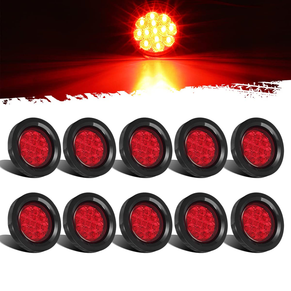 Partsam front view of 2.5-inch red LED marker showing compact profile and clear housing for improved visibility