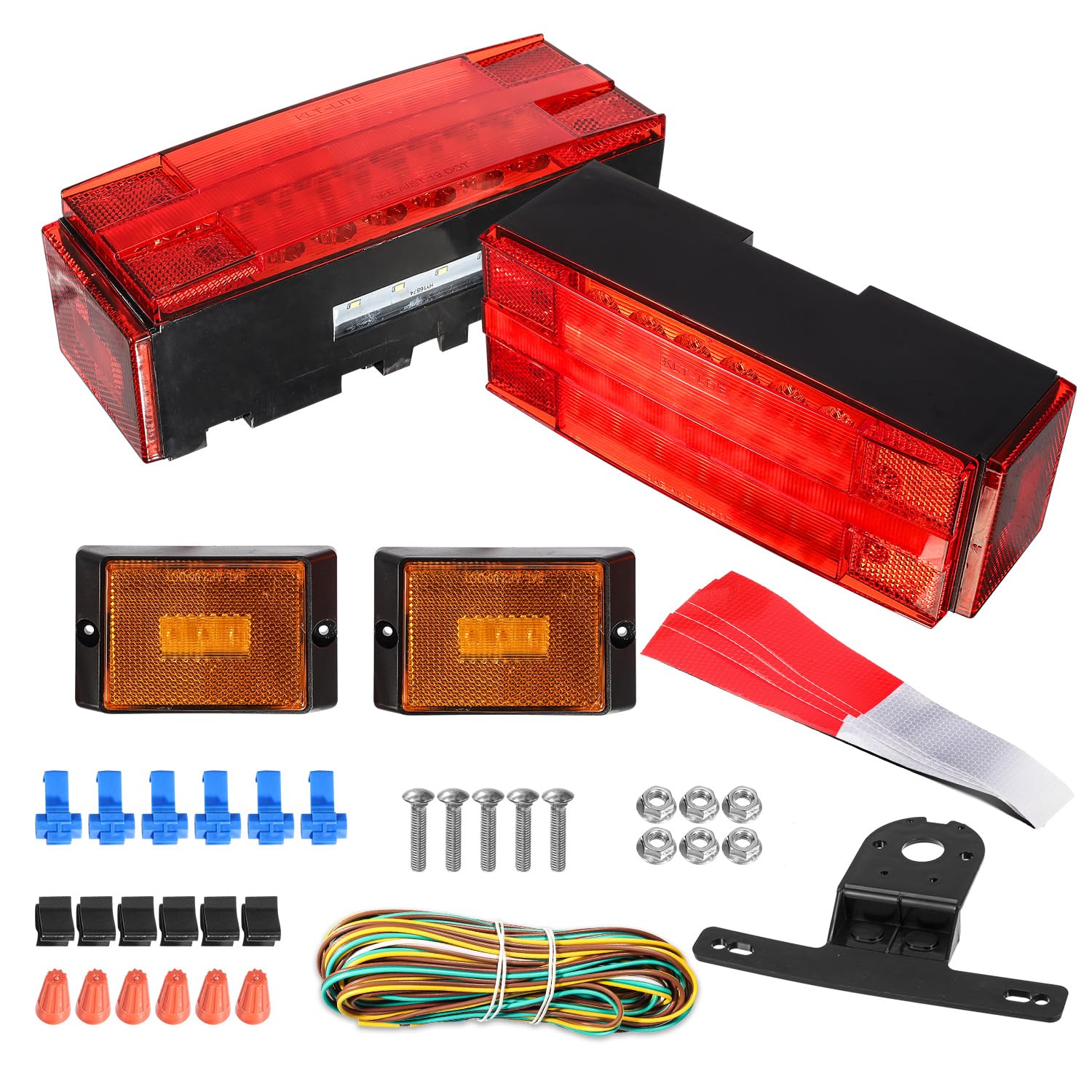 Partsam front view of rectangular tail light kit showing clean low-profile design and durable lens