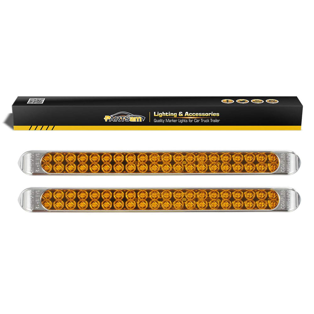 Partsam front view 17-inch amber LED bar showing bright visibility