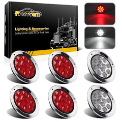 Partsam front view of 4-inch round LED lights showing clean lens and mounting