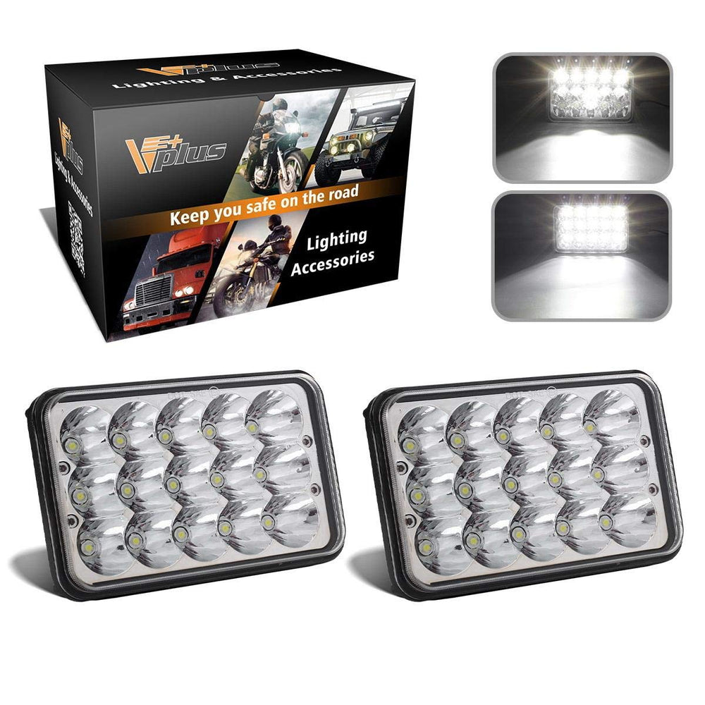 Partsam front view 4x6 LED headlight showing shape and improved visibility