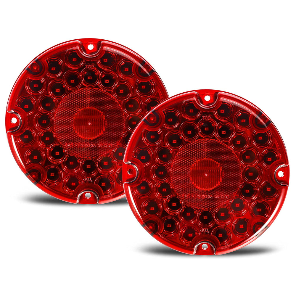 Partsam front view of 7-inch round tail light pair showing bright visibility