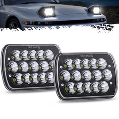 Partsam front view 7x6 headlight showing bright lens and upgraded appearance