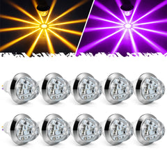 Partsam front view showing dual-color amber and purple LEDs for clear signaling
