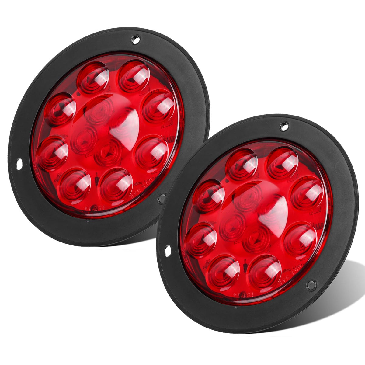 Partsam front view of flange-mounted red LED light showing clear signaling benefits