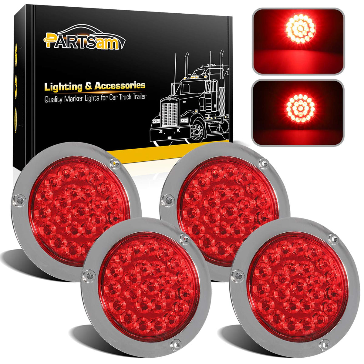 Partsam front view flange mounted light showing compact profile and improved visibility