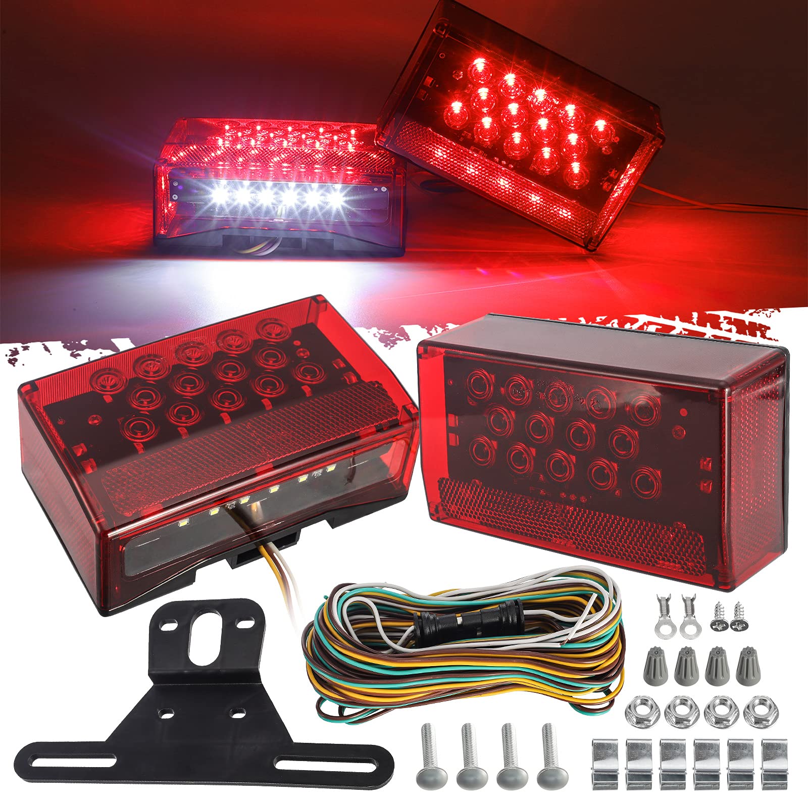 Partsam front view of rectangular LED tail lights showing compact profile and visibility