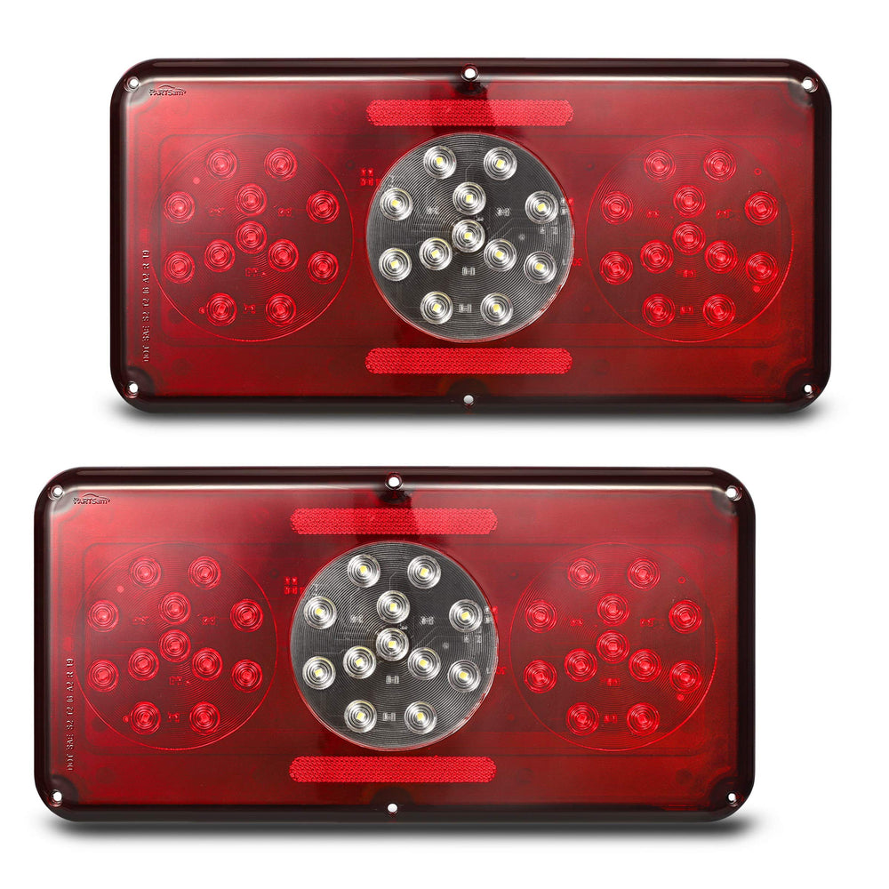 Partsam front view of rectangular LED tail light showing clear signaling benefit