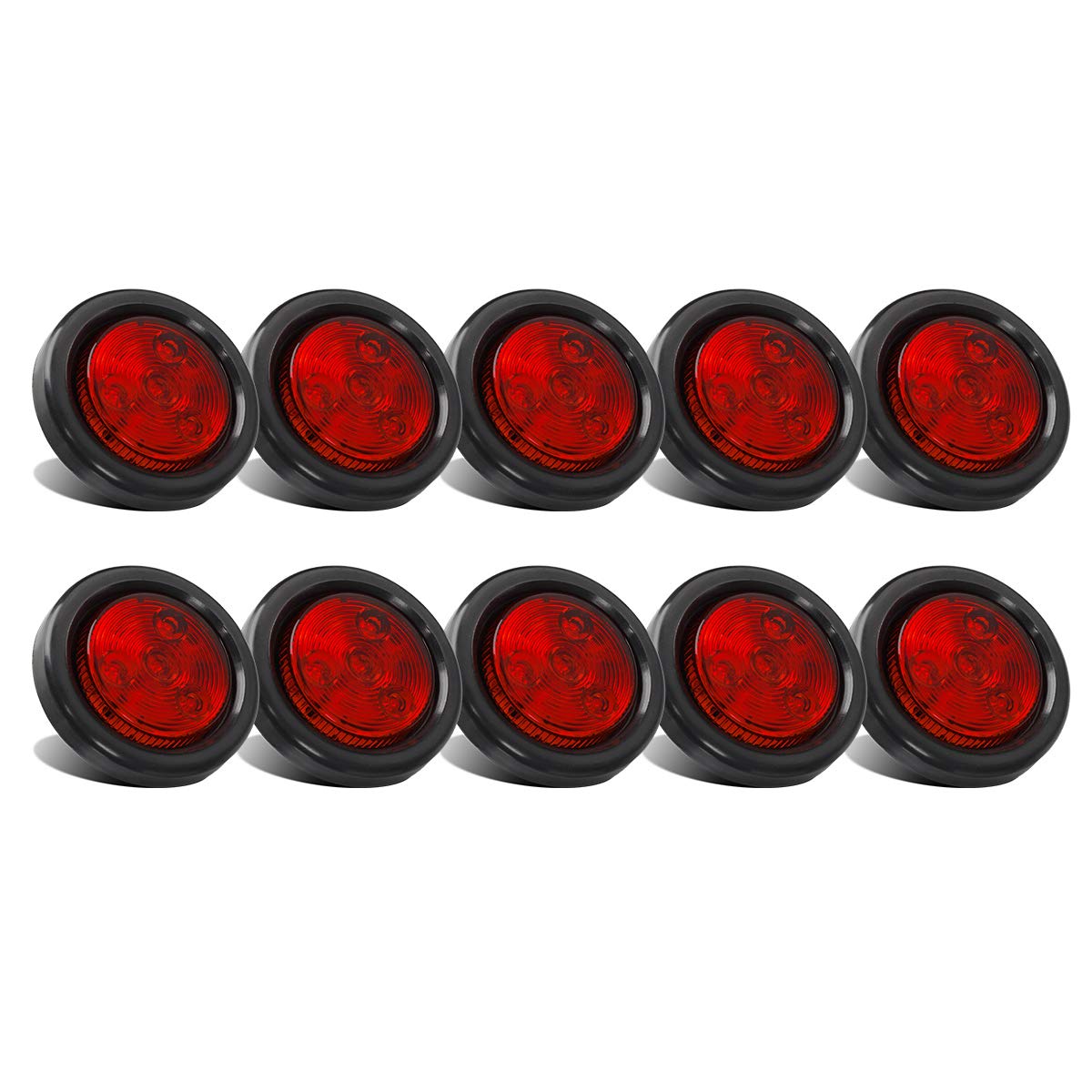 Partsam front view of red 2-inch marker light showing compact design and bright visibility