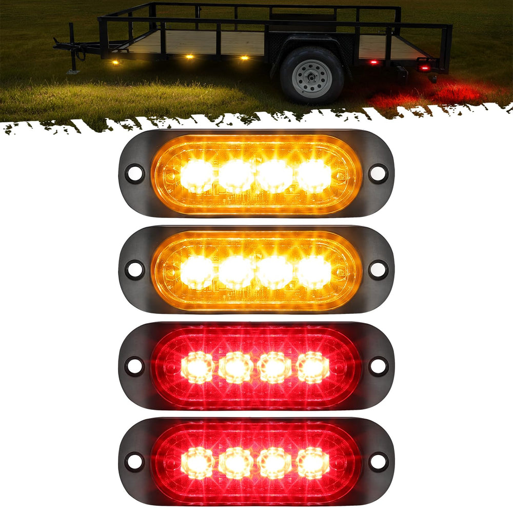 Partsam front view of red and amber marker lights showing compact set and clear colors
