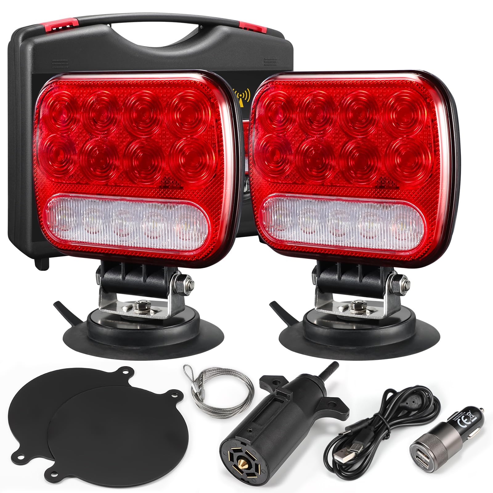 Partsam front view of trailer light showing clear lenses and bright signals for safety