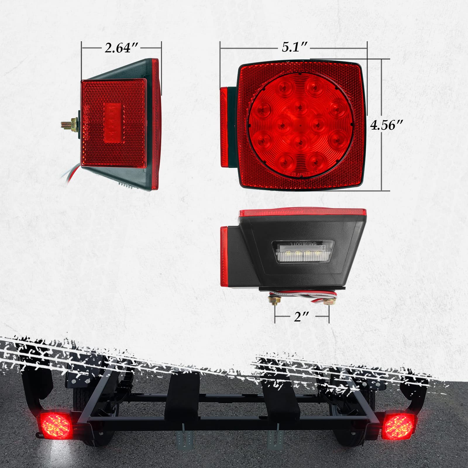 Partsam installed on trailer rear view demonstrating clear stop/turn/tail visibility