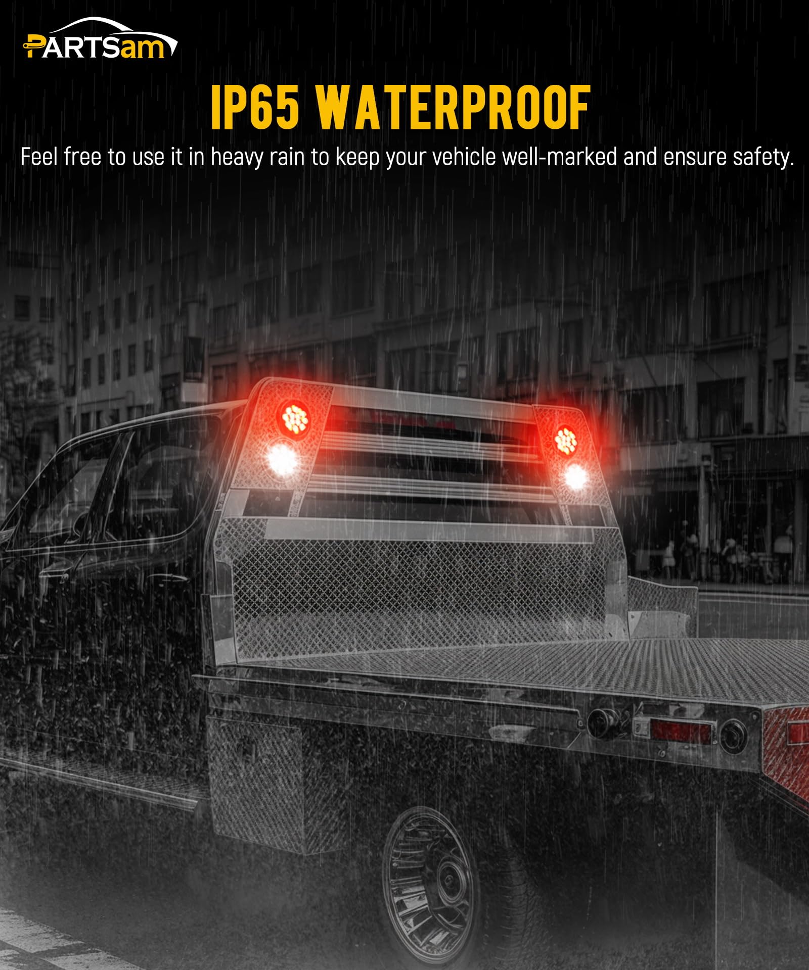 Partsam installed on trailer showing clear backup illumination while reversing