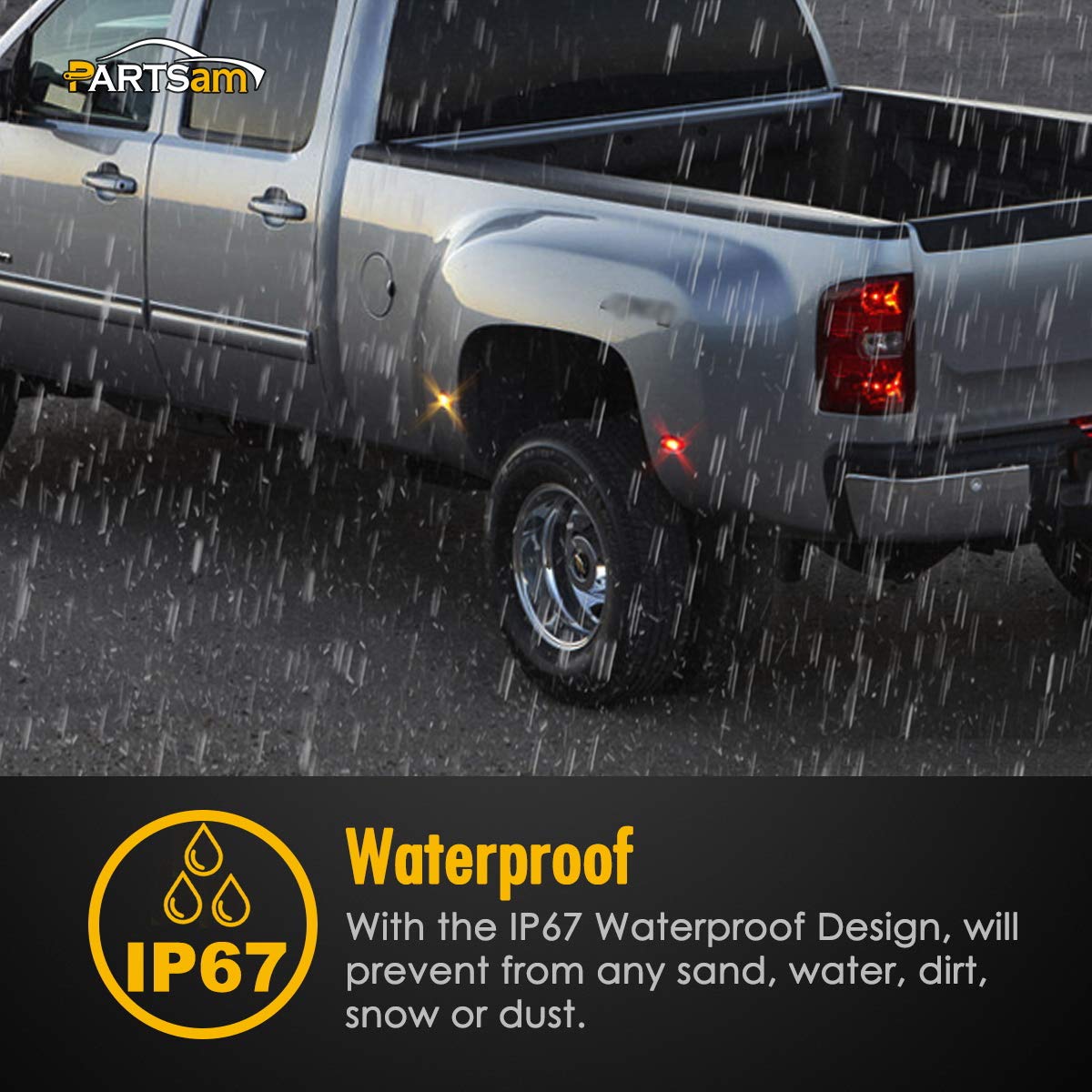 Partsam markers installed on truck fender improving visibility