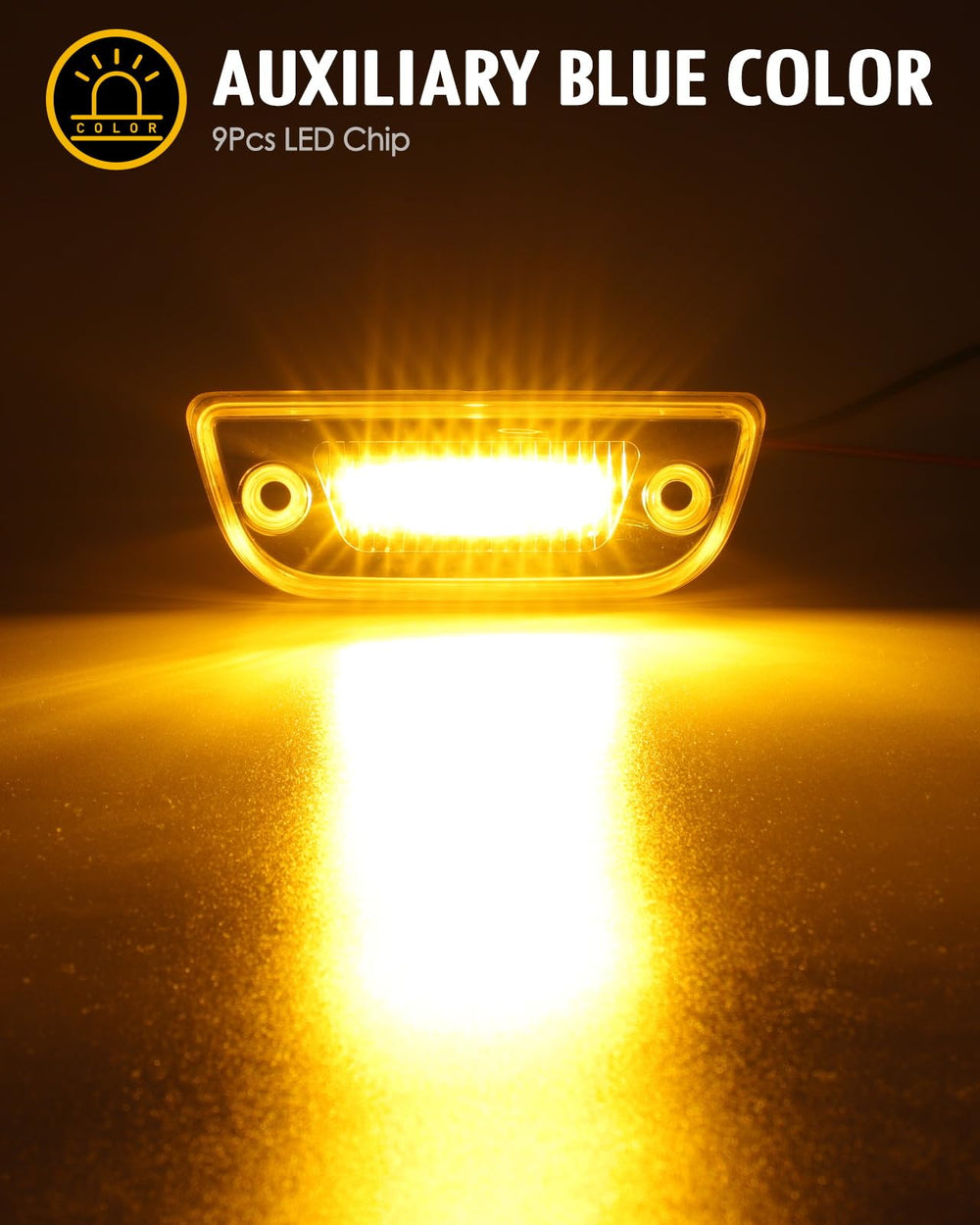 Partsam close-up of nine LEDs and reflectors highlighting brighter, focused light output