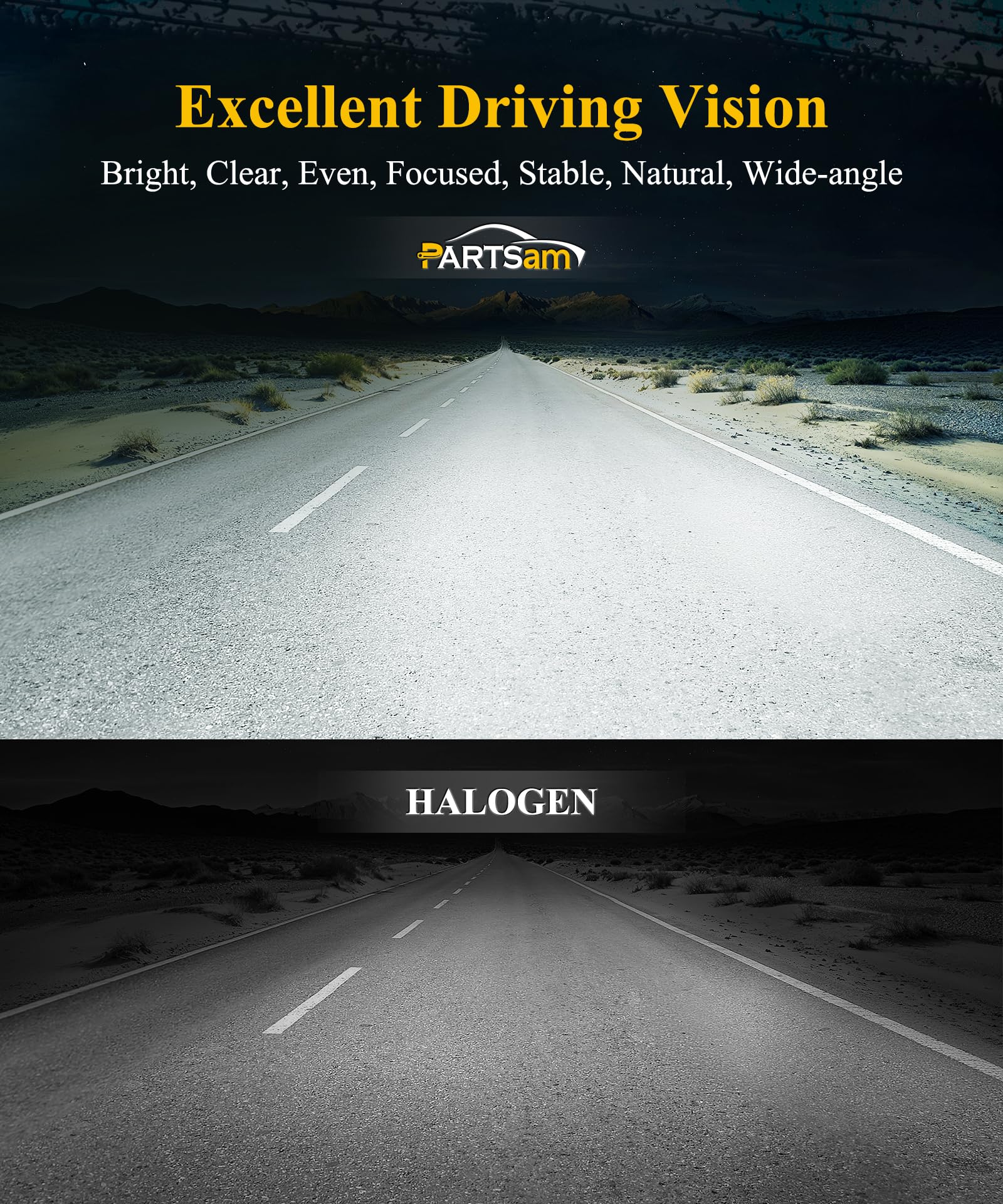 Partsam LED DRL strip lit white demonstrating bright daytime visibility