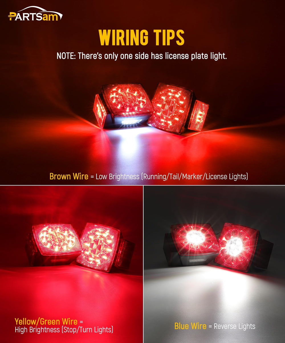 Partsam close-up of diode layout revealing red and white LEDs for multi-function signaling