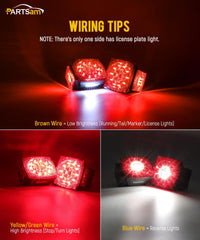 Partsam close-up of diode layout revealing red and white LEDs for multi-function signaling