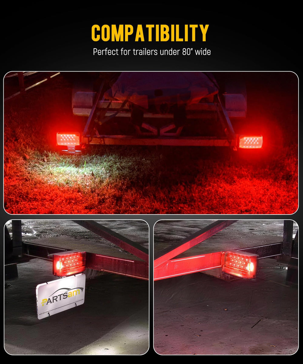 Partsam illuminated at night showing bright stop, turn and running light clarity
