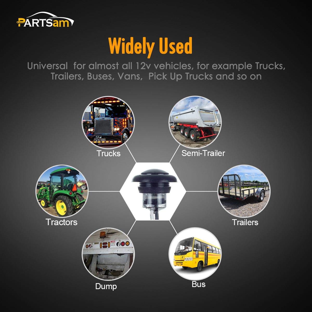 Partsam lights illuminated at night showing improved marker visibility and safety