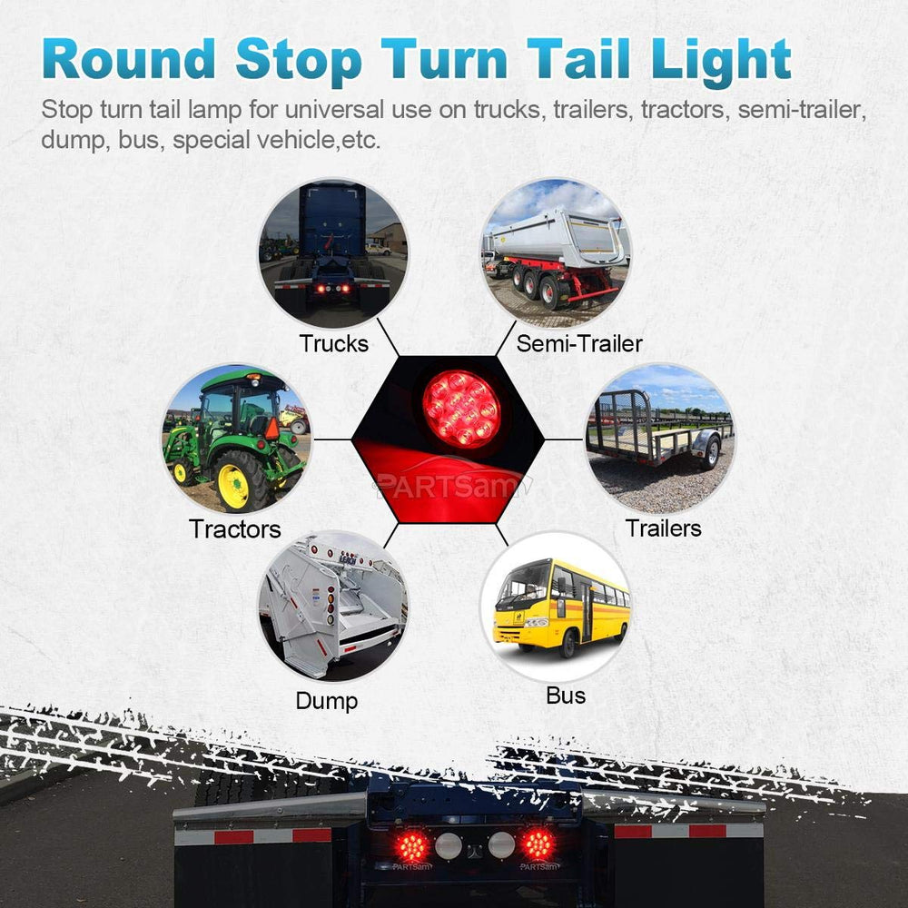 Partsam lamp mounted on trailer showing bright visibility and road-safety benefit