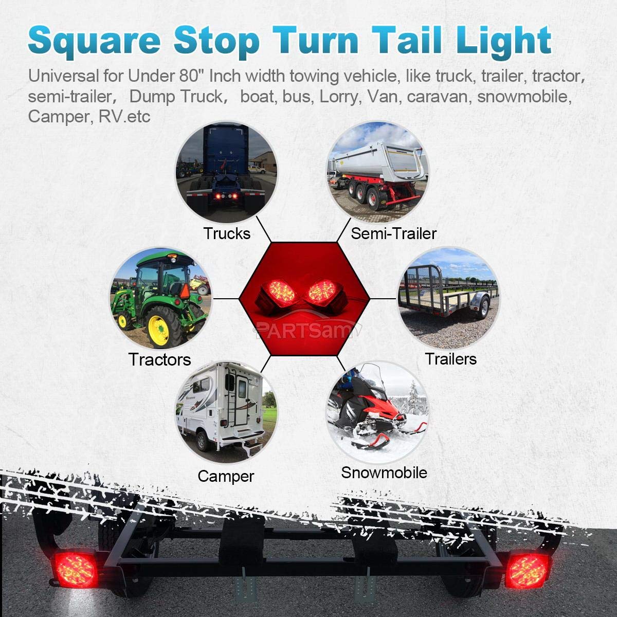 Partsam illuminated at night demonstrating clear visibility for safer towing