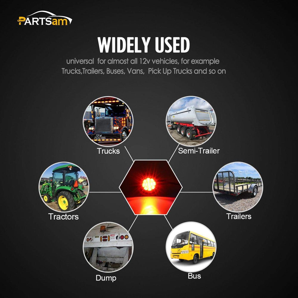 Partsam nighttime on trailer showing bright red markers increasing night visibility and presence