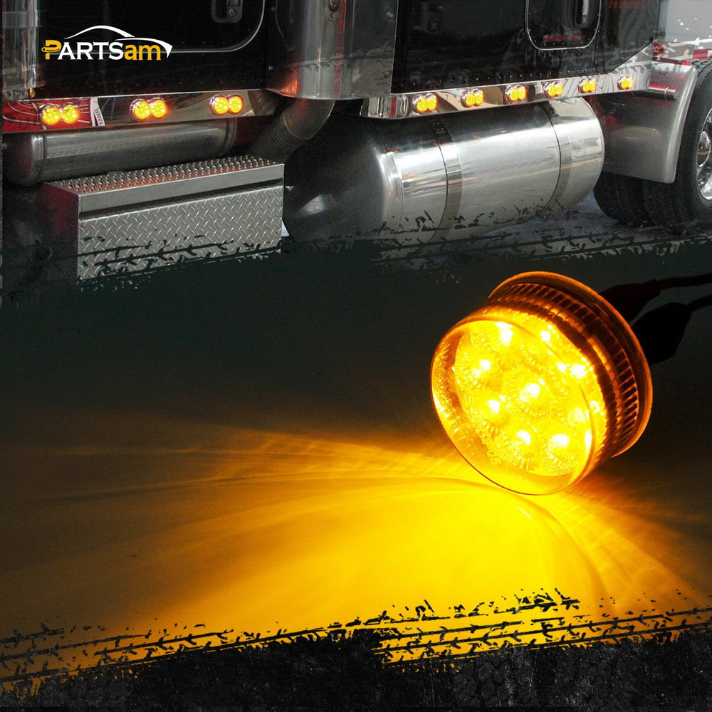 Partsam close-up of faceted reflector and 9 LEDs illustrating increased light output and clarity