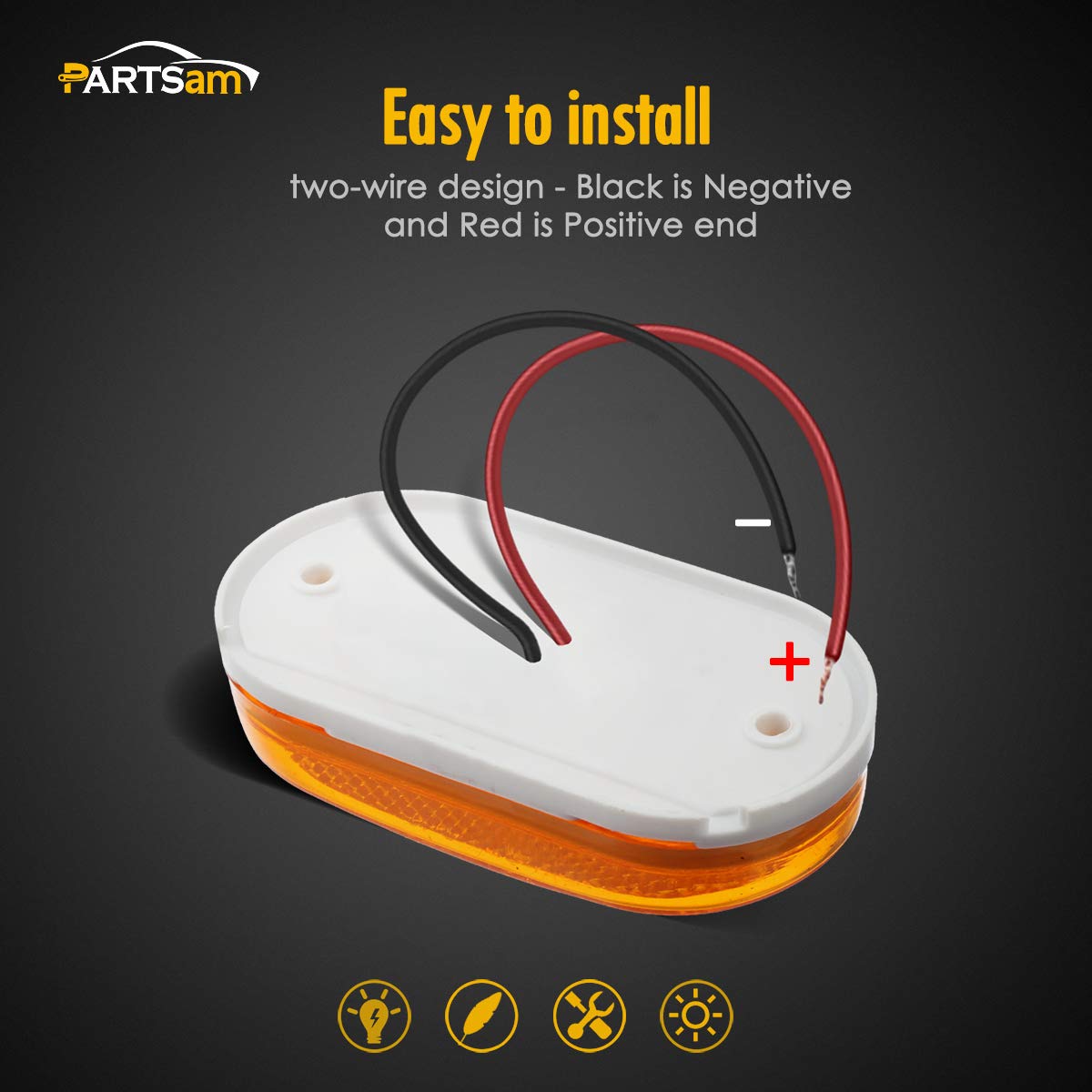 Partsam reflex lens detail highlighting integrated reflector for added safety