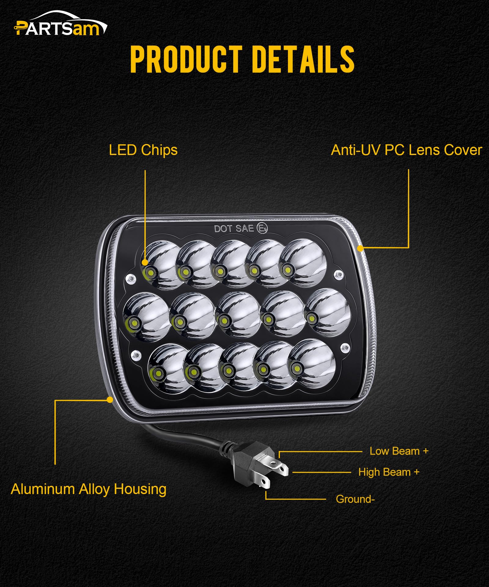 Partsam headlight next to ruler for accurate dimensions and fit verification