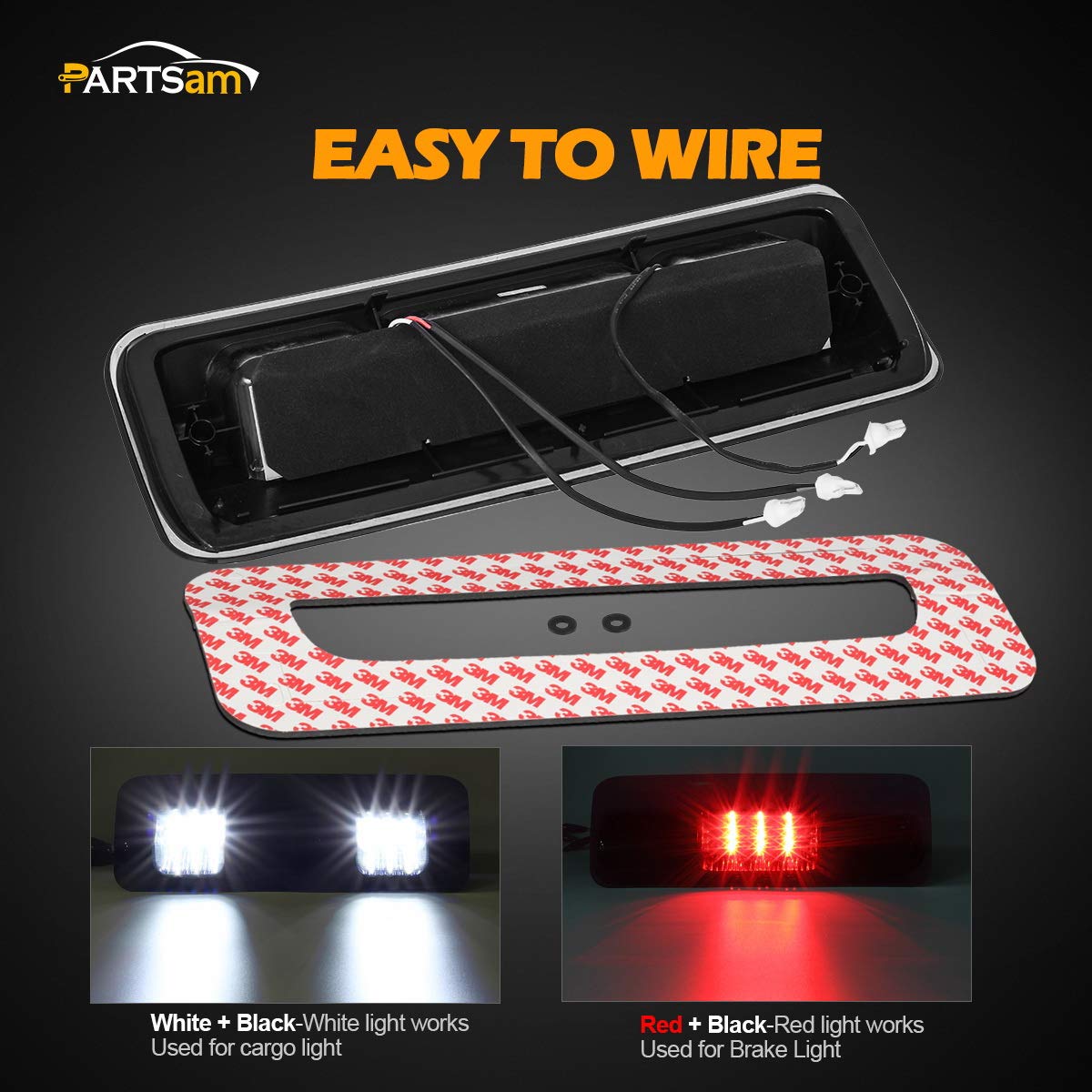 Partsam close-up of LED array showing bright, consistent light output