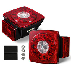 Partsam front view of square LED trailer light showing clear lens and red LEDs for visibility