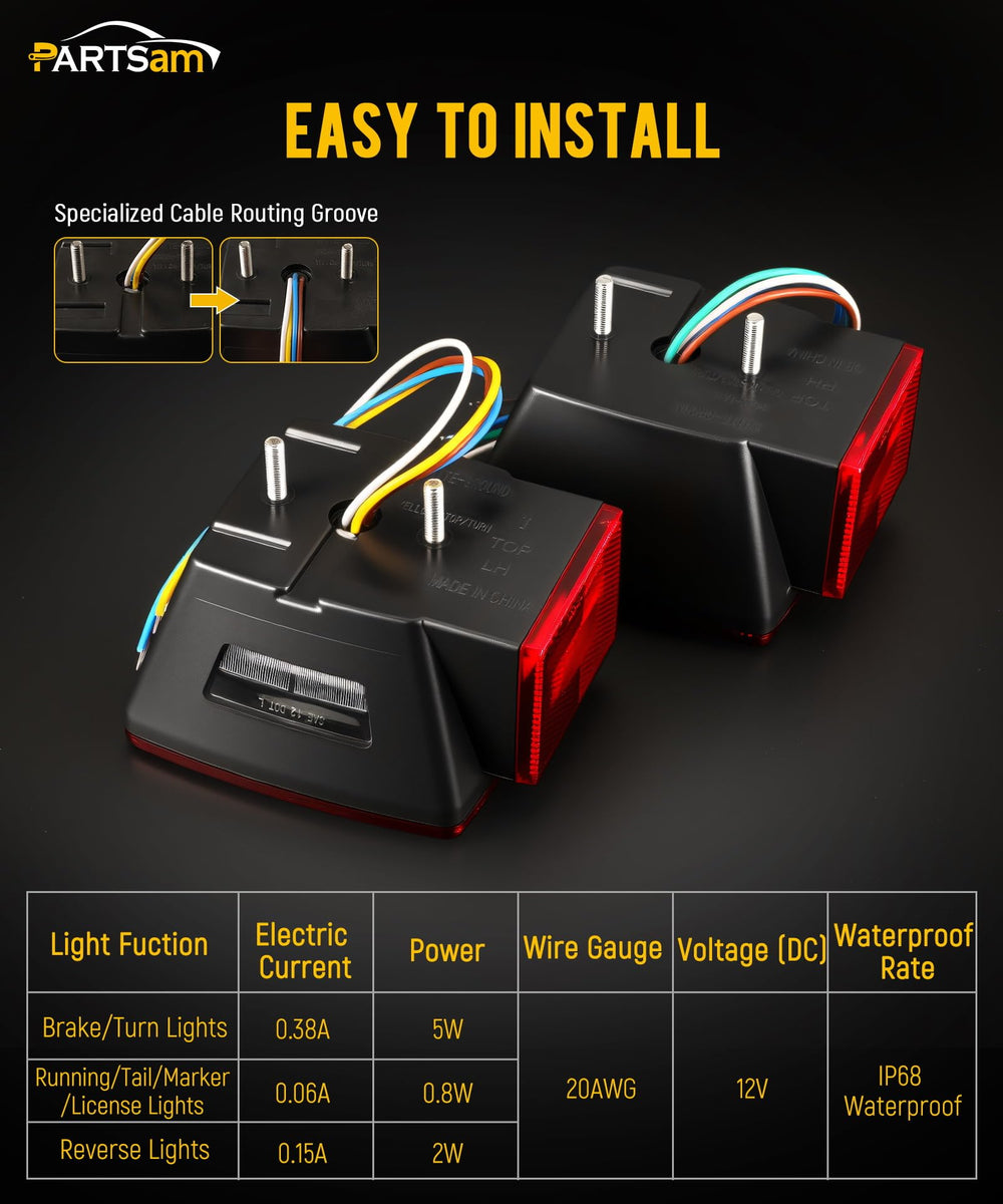 Partsam lamp mounted on trailer illustrating sealed installation and reliable road visibility