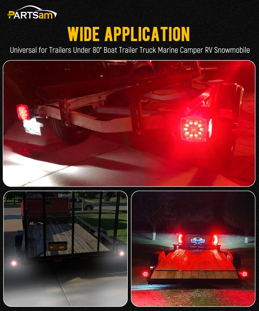Partsam trailer light next to ruler demonstrating compact size for versatile mounting