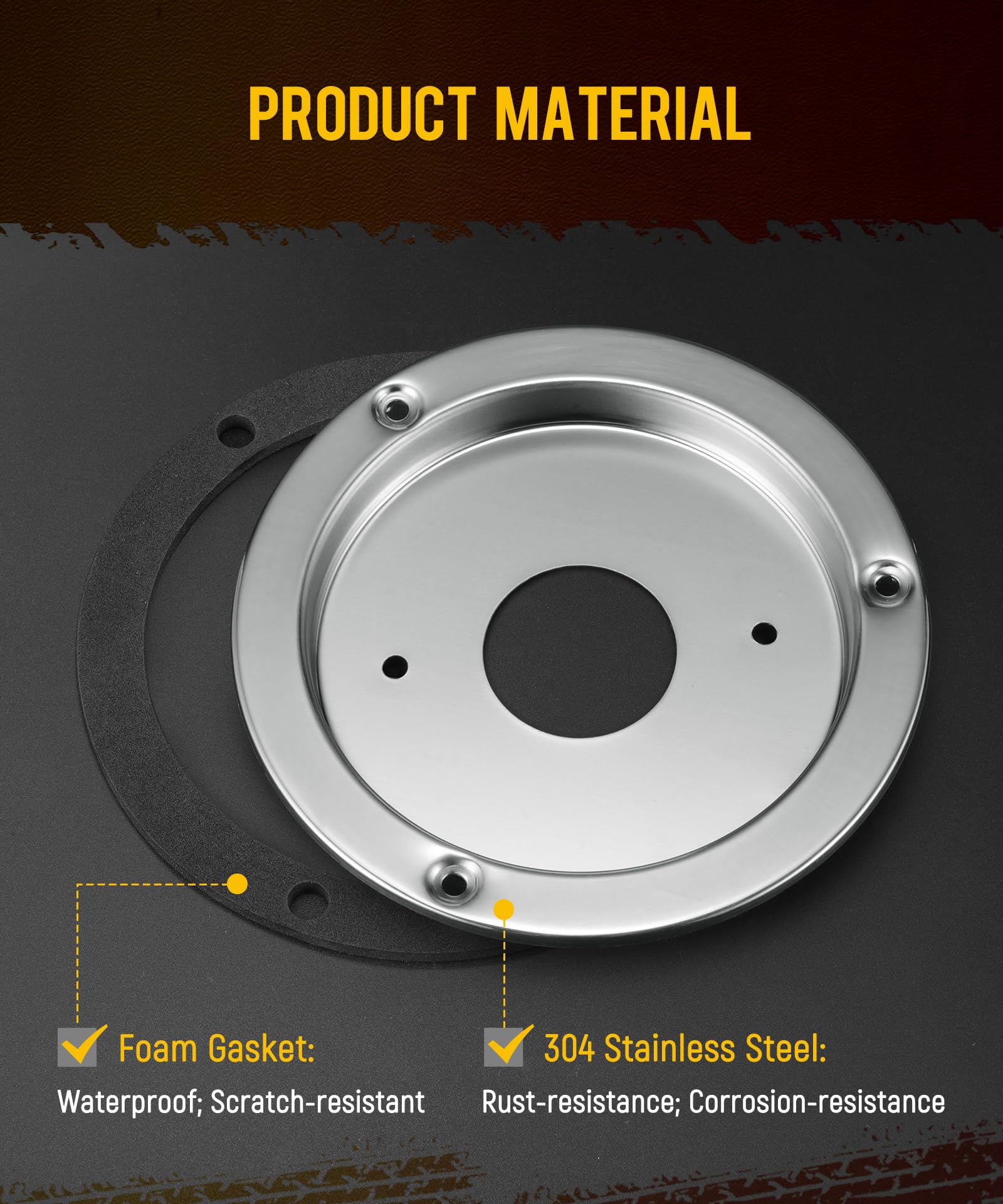 Partsam bezel close-up texture showing stainless steel polish and corrosion resistance benefit