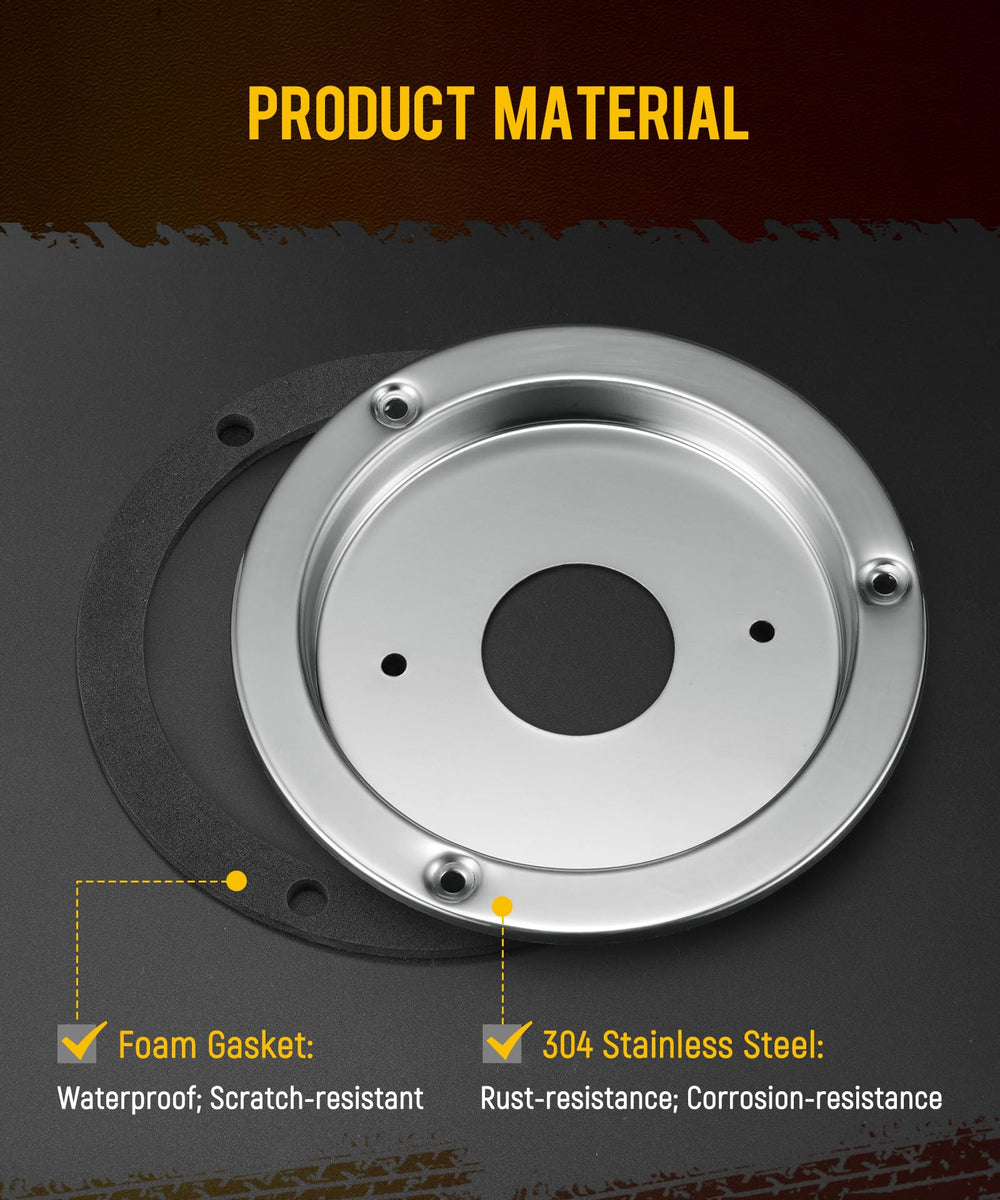 Partsam bezel close-up texture showing stainless steel polish and corrosion resistance benefit
