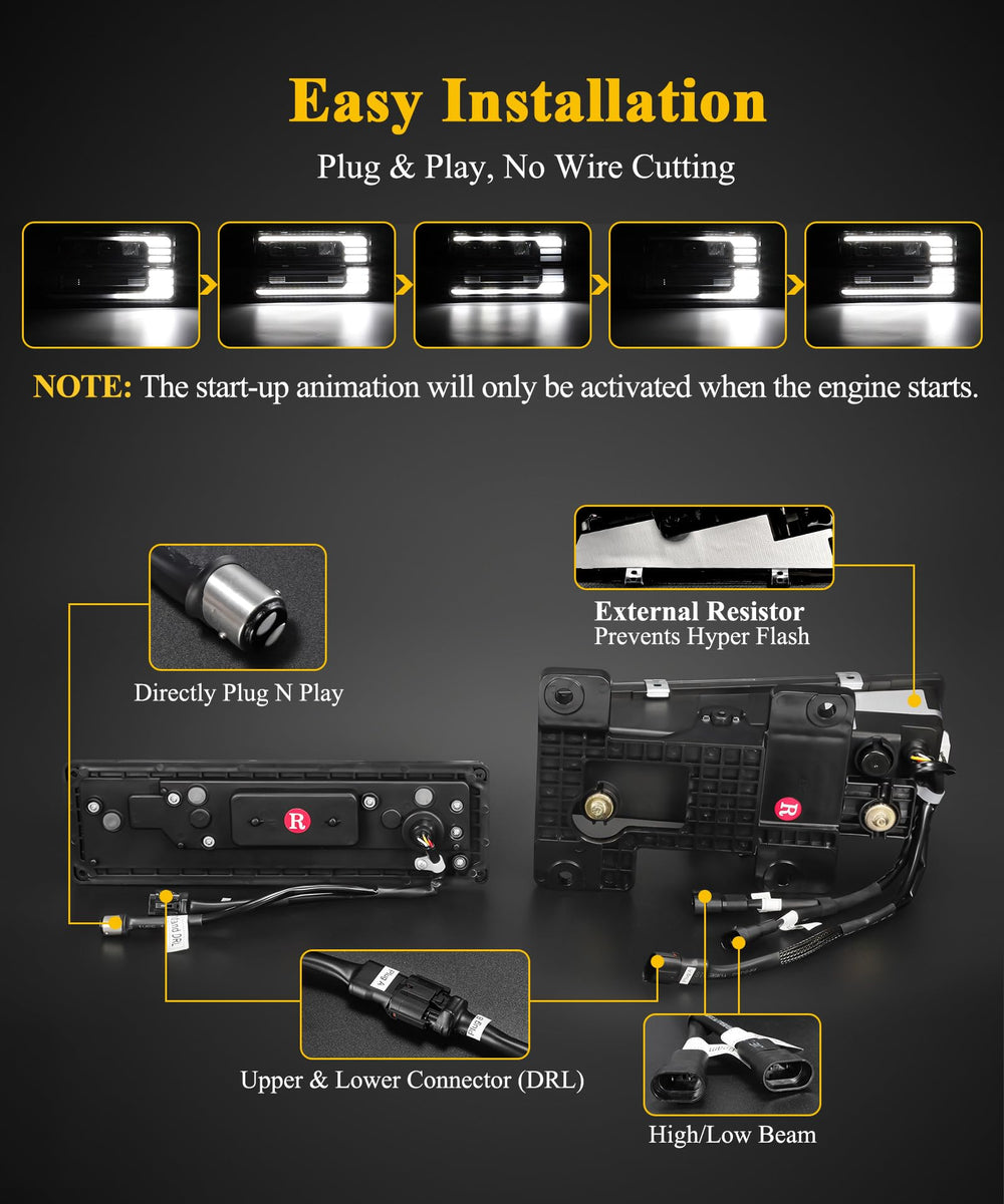 Partsam headlight under water spray illustrating IP67 waterproof protection for reliability