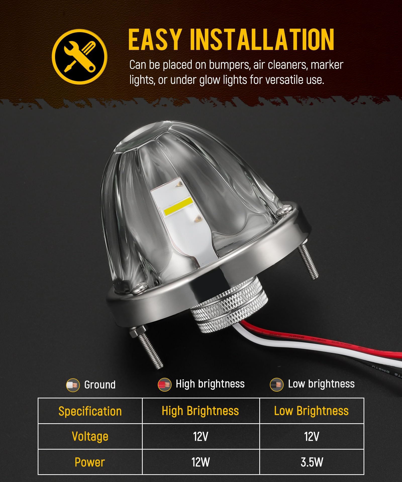 Partsam wiring backside three-wire connector enables easy hardwired installation