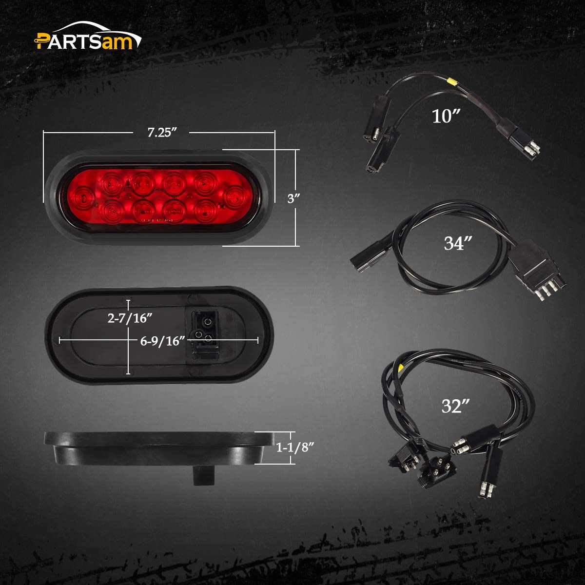 Partsam 76-inch wiring harness with 4-way plug enabling plug-and-play hookup