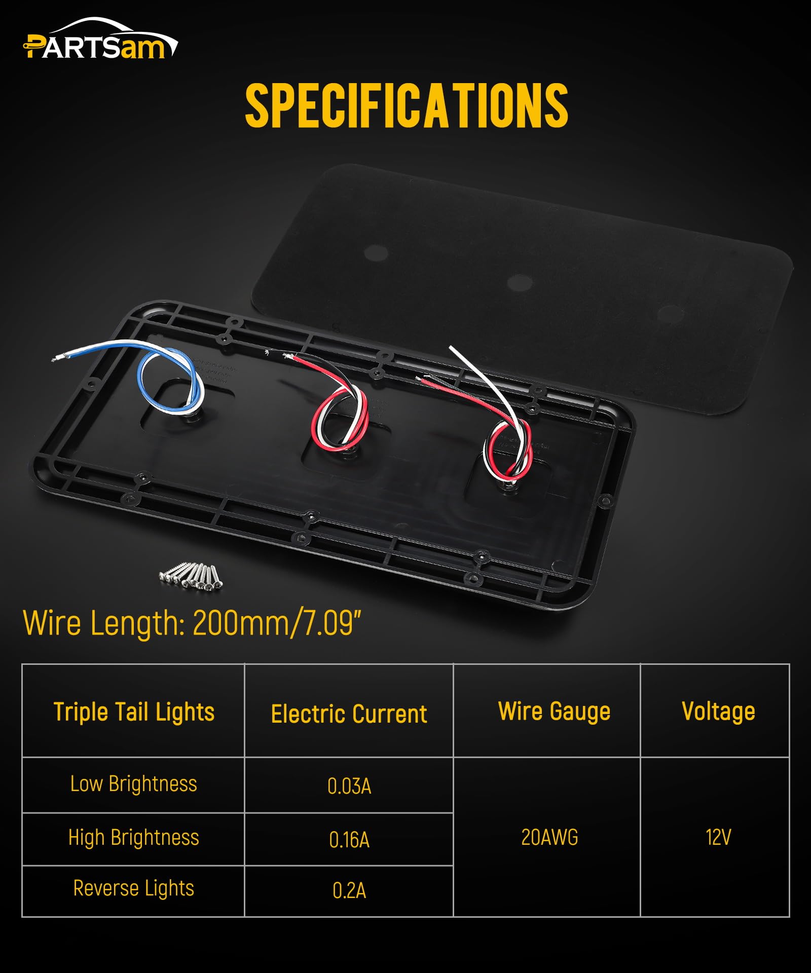 Partsam wiring harness detail with labeled wires for easier installation