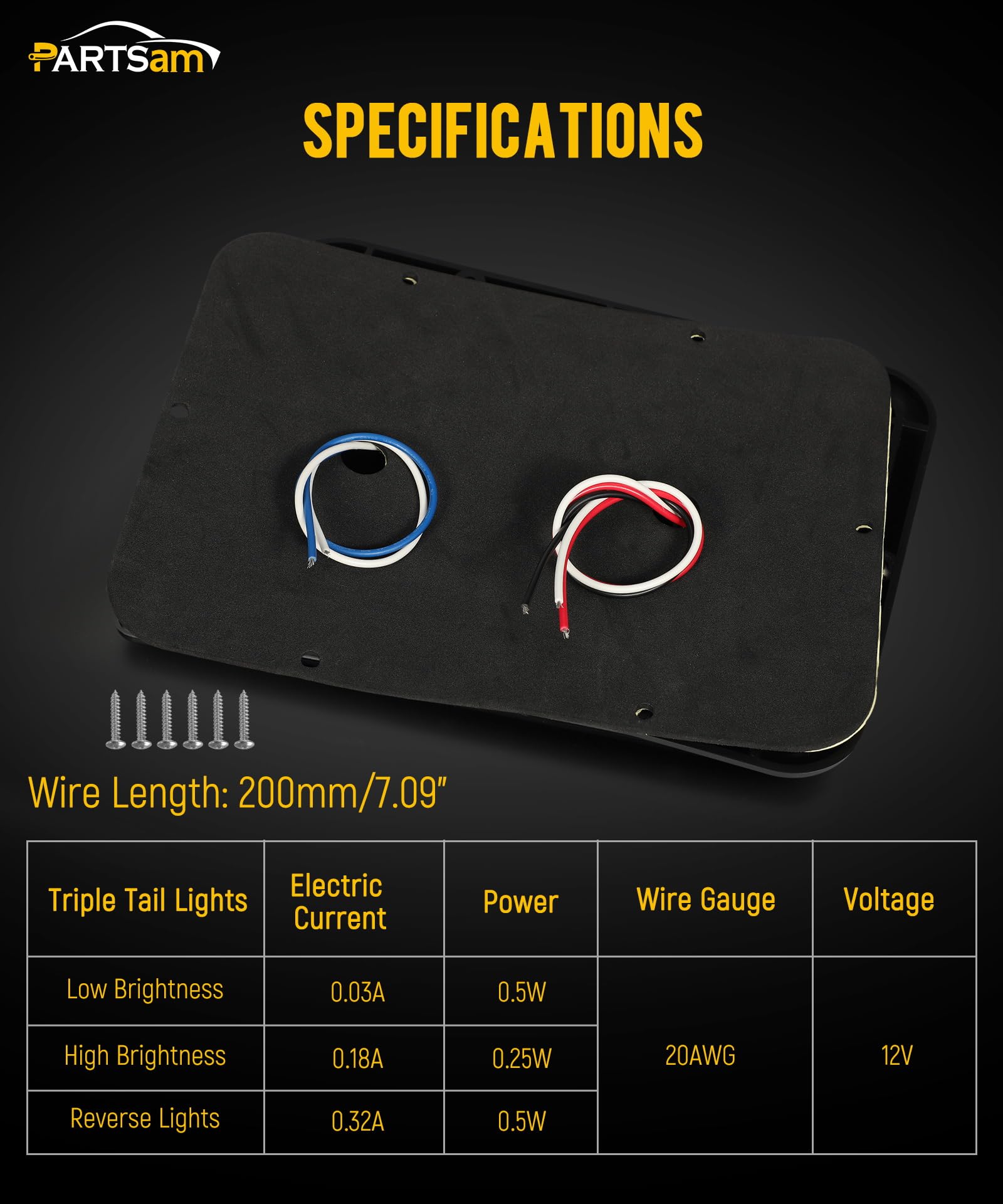 Partsam wiring harness leads close-up showing color-coded wires for quick hookup