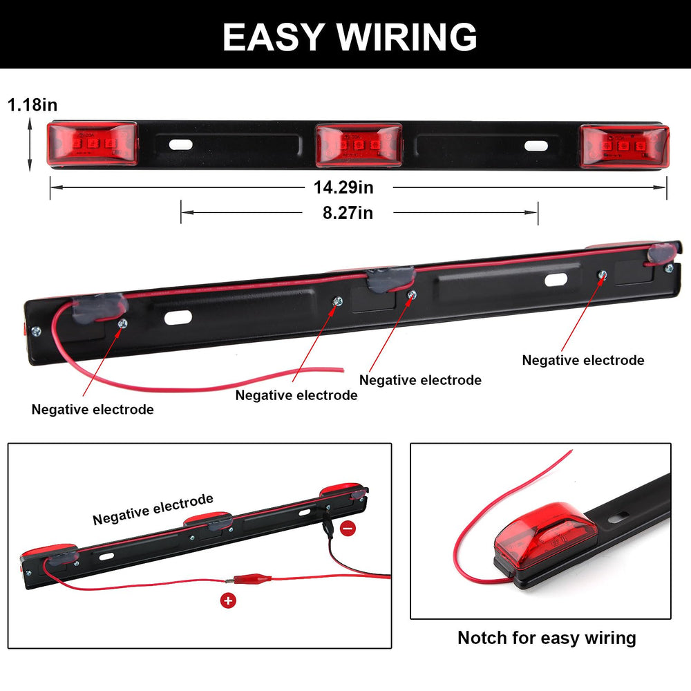 Partswcgg 15-inch third brake light bar detail improving rear warning
