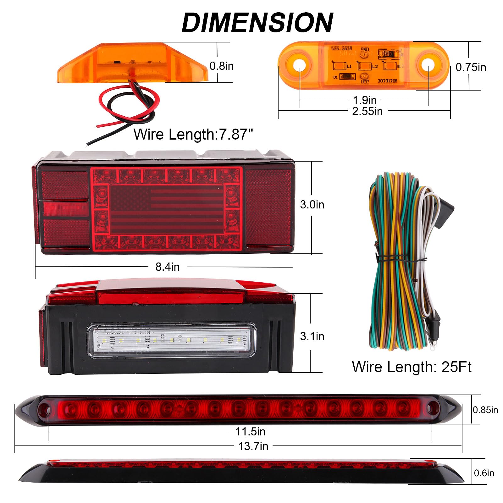 Partswcgg 25ft wiring harness with 4-flat plug displayed for easy installation