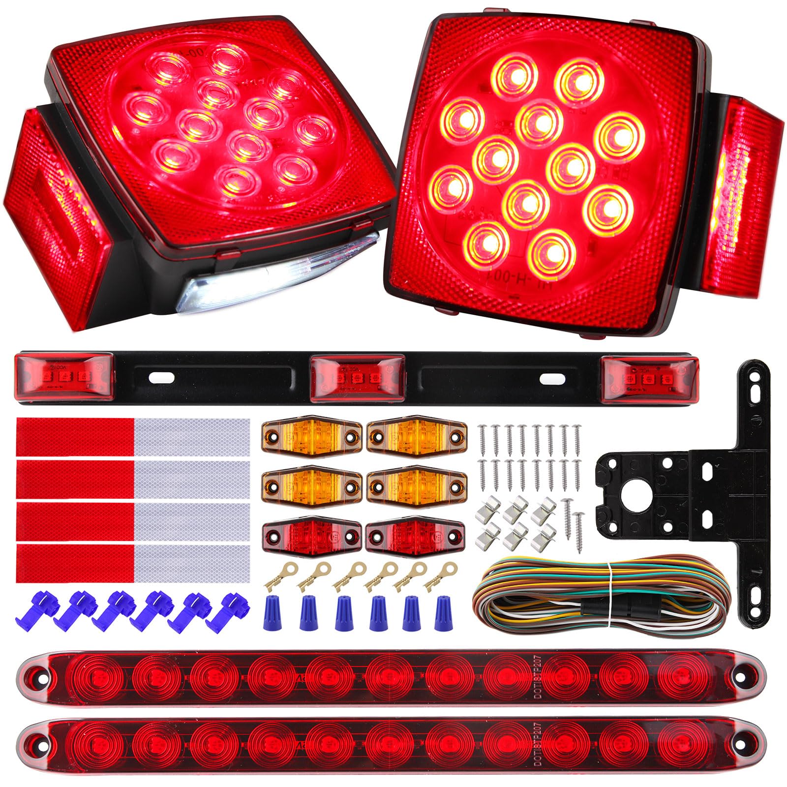 Partswcgg square tail lights front view showing clear signaling