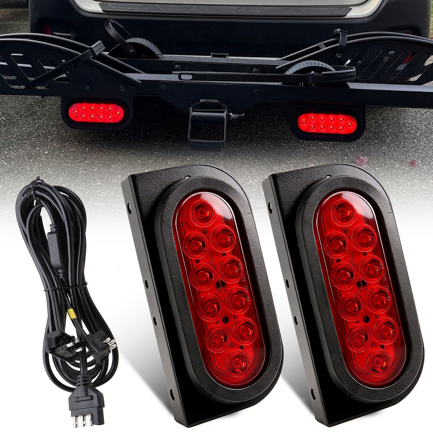 Partswcgg front view of 6-inch oval LED tail light showing bright lens and shape for clear signaling