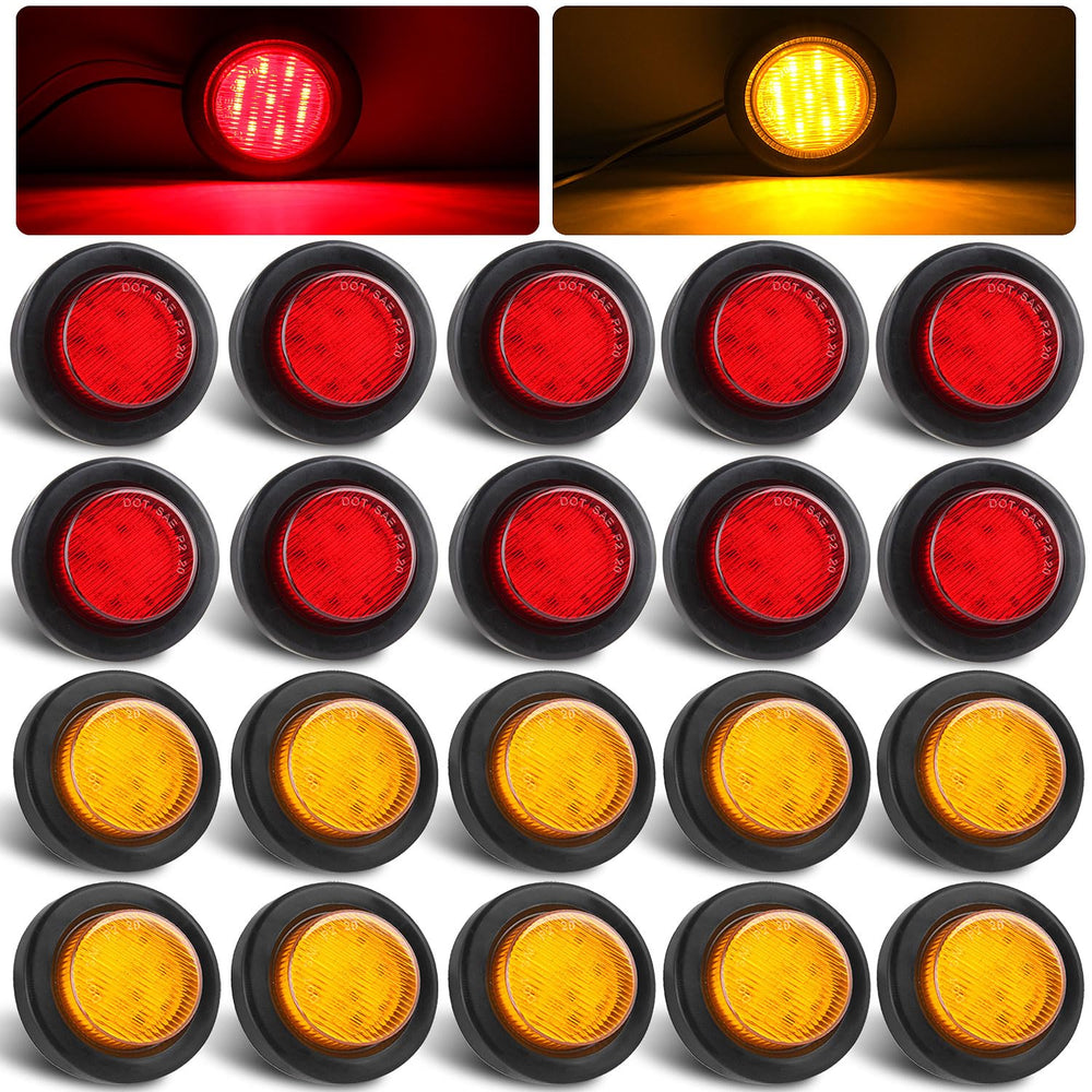 Partswcgg front view of mixed amber and red lights showing compact design and visibility