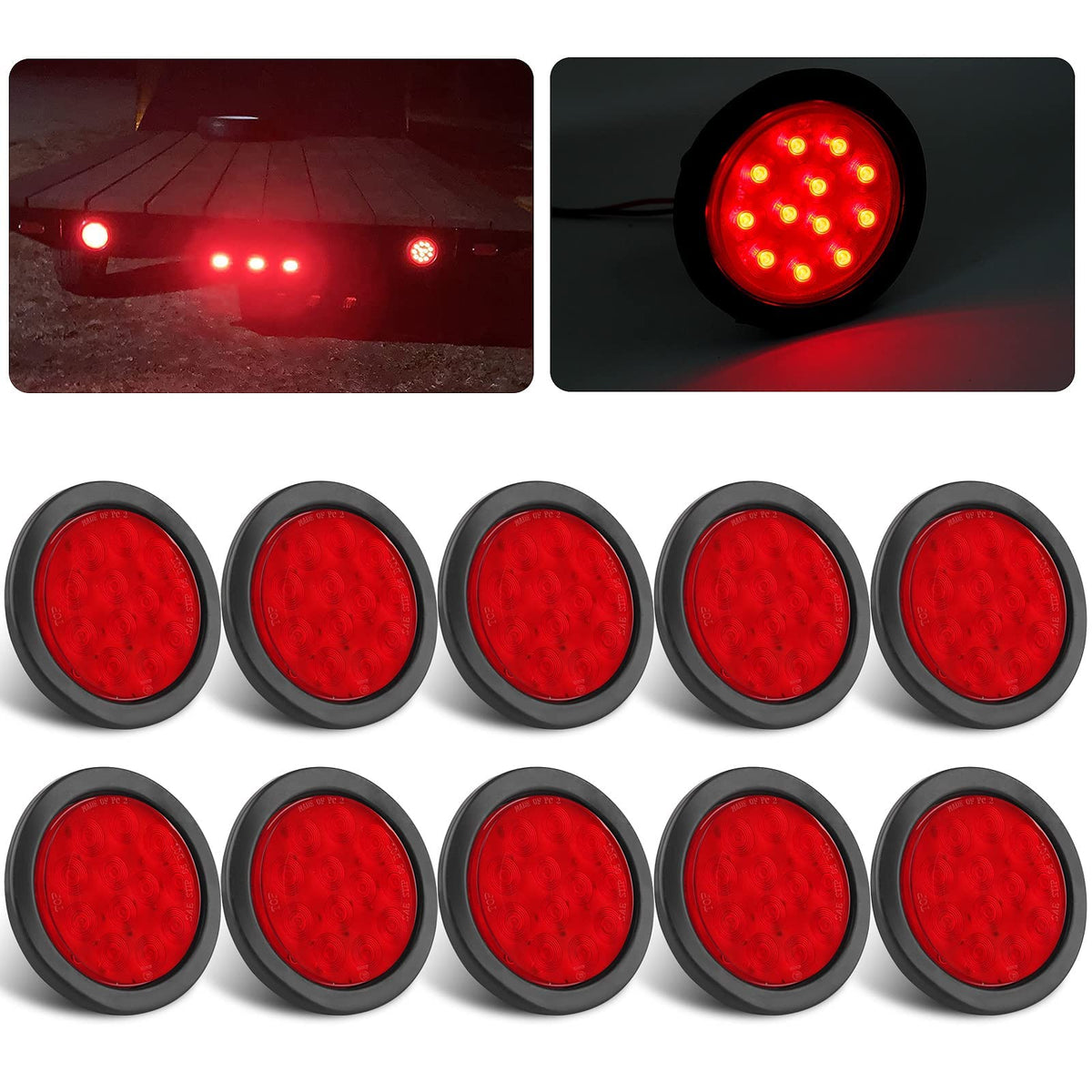 Partswcgg front view shows red lens and bright LED pattern for high visibility