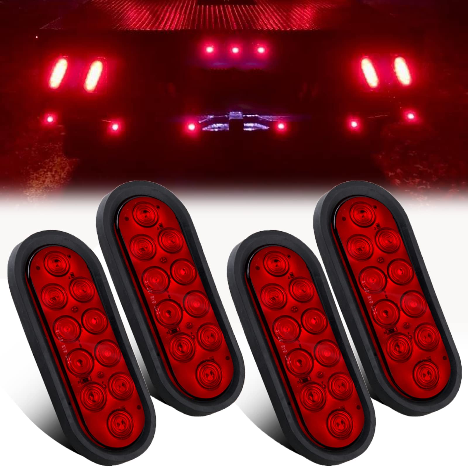 Partswcgg front view of oval 6 inch tail light showing lens and mounting, clear visibility