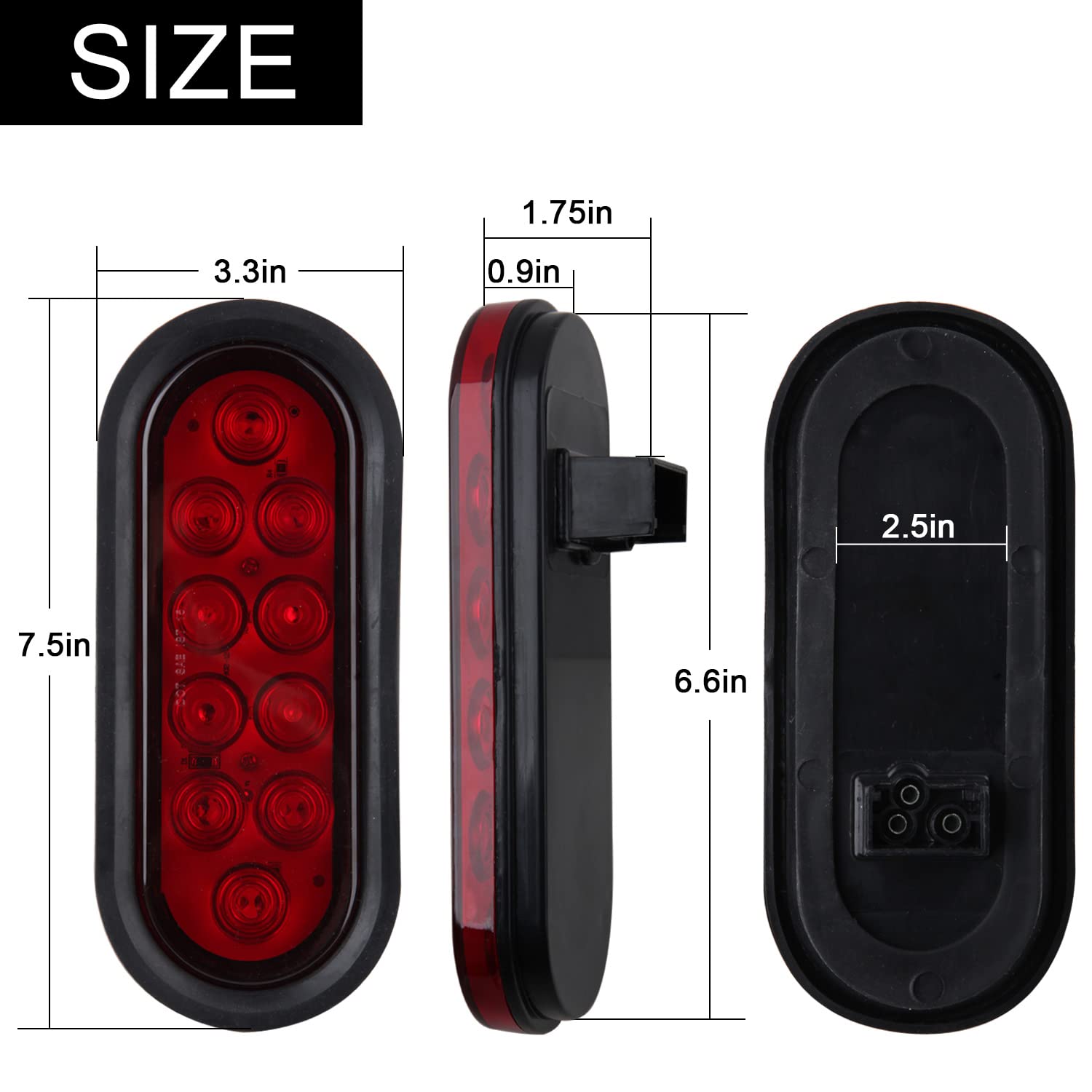Partswcgg oval light mounted on trailer rear showing integrated stop and turn function
