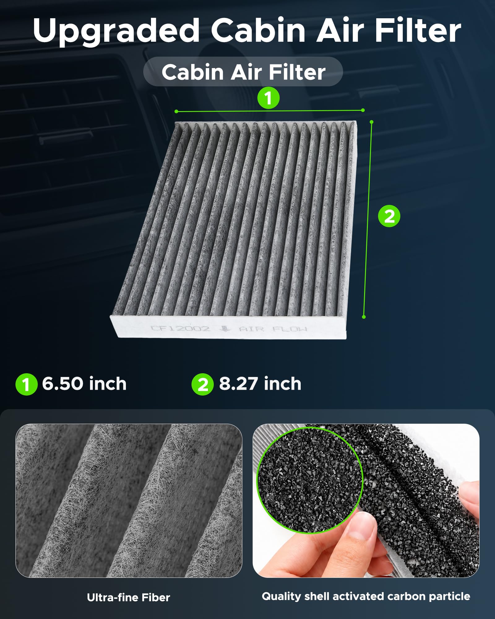 partszen engine filter close-up pleated media for improved intake protection